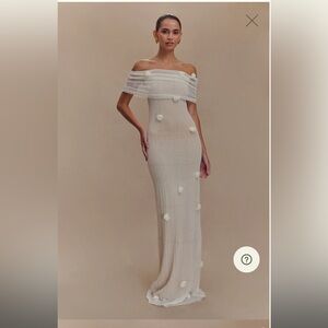 Meshki Cream Off-Shoulder Maxi Gown